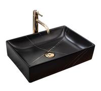 Countertop Washbasin Rea Inga Marble Black, Ceramic