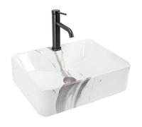 Rea Bathroom Sink Made of Ceramic Marmo imitation-REA-U5052, Kelly Stone Imitated
