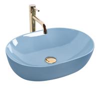 Rea LISA L.BLUE SHINY Countertop Washbasin Bathroom Sink 49 x 35 x 14 cm Ceramic (Blue)