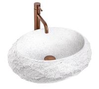 Countertop Washbasin Rea Mika Cloudy White, Stone Effect