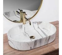 Countertop Washbasin Rea Nadia 60 Sand White, Ceramic