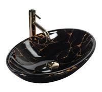 Countertop Washbasin Rea Pamela Marble Shiny Black, Ceramic