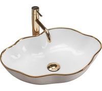 Countertop Washbasin Rea Pearl White Gold, Ceramic