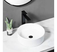 REA SELINA ROUND CERAMIC COUNTERTOP WASH BASIN, WHITE SINK