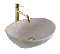 Countertop Washbasin Rea Sofia Beige Matt Oval, Ceramics
