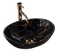 Rea Black Bathroom Sink Made of Ceramic Shiny-Stone imitation-REA-U5611, Sofia Marble
