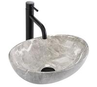 Rea Sofia Mini Grey Countertop Washbasin Bathroom 35 x 26 x 12.5 cm Ceramic (Imitation Stone)
