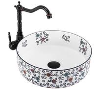Countertop Washbasin Rea Stefania Fiori White, Ceramic