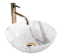 Countertop Washbasin Rea Stella Shiny Aiax White, Ceramic