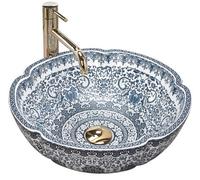Rea REA-U5666 Bathroom Sink Made of Ceramic Vivien-pattern-REA-U5666, White Blue, Vivien 42,5 x 42,5 cm