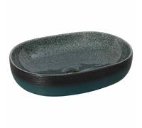 Countertop Washbasin Turquoise Oval Ceramic 59 x 40 x 14 cm Handmade for Bathroom Guest Bathroom Laundry Room with Robust Material and Easy Cleaning