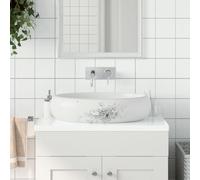 Countertop Washbasin, White, Oval, Ceramic, 59 x 40 x 15 cm, Hand Wash Basin for Bathroom and Guest Bathroom, Durable Sink with Elegant Pattern for Modern Bathroom Design