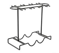 Countertop Wine Rack For 2 Bottles And 8 Stemmed Glasses Engineered Metal Frame For Home Bar Kitchen Table Consistent Performance Space Saving(Black)