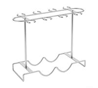 Countertop Wine Rack For 2 Bottles And 8 Stemmed Glasses Engineered Metal Frame For Home Bar Kitchen Table Consistent Performance Space Saving(Silver)