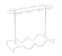Countertop Wine Rack For 2 Bottles And 8 Stemmed Glasses Engineered Metal Frame For Home Bar Kitchen Table Consistent Performance Space Saving(White)