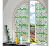 COUNTEWOL 3D Rainbow Stained Glass Window Film with Green Plants Static Cling No Adhesive Privacy Decor for Home Office (Rainbow Ivy, 17.5 x 78.7 Inch)