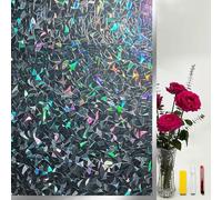 COUNTEWOL Blackout Window Film，Sun Blocking Window Privacy Cover for Glass Removable Darkening Dark Black Out Window Cover Tint Shades for Home Day Sleep Light Blocker（ Black Rainbow 23.6 x 78.7 in）