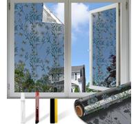 Countewol Upgraded Window Privacy Film One Way Daytime Privacy Static Cling Sun Blocking Anti UV Reflective Window Tint for Home and Office (Black - Silver（Daisy）, 17.5 X 78.7 in)