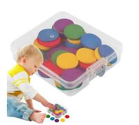 Counting Chips - Wooden Round Math Playset, 25mm Student Teaching Supplies, Math Countings Education Game | 5 Color Educational Games For Brain Development & Classroom Learning, 50*PCs