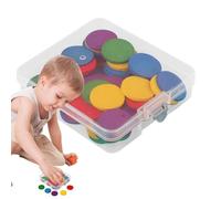 Counting Manipulatives - 15x10cm Wooden Round Counters Playset 50 Pieces,School Teaching Supplies Brain Developmental Toy For Educational Activities