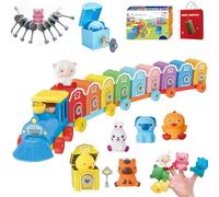 Counting Matching & Sorting Activity Train Set with Farm Animals,Finger Puppets,Barn Lock & Unlock Key,Matching and Sorting Montessori Learning Farm Train Christmas Birthday Gift for 2 3 4 Boys Girls