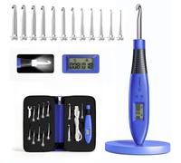 Counting Set Digital, Crochet Kit with 12 Different Size Interchangeable Crochet Needle, Ergonomic with 2 Levels Led and Digital Stitch Counter for Crocheting and Knitting