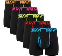 Counting Stars Mens Cotton Spandex Breathable Boxer Shorts with Fly Sizes S M L XL XXL, A6: pack of 5 black, XXL