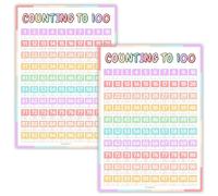 Counting to 100 Poster for Kids - Double-Sided Educational Numbers 1-100 Chart - Colourful Maths Learning Wall Chart for Children - A3 Classroom Poster for Nursery, Preschool & Home Learning