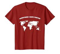 Countries i Have Visited Color Yourself T-Shirt, Youth, Cranberry Red, X-Small
