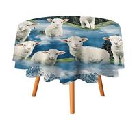 Country Animals Lambs And Sheep Round Tablecloth 36/50/60/70 Inch Waterproof Table Covers Decorative for Picnic Party Holiday Home