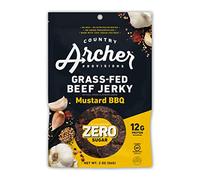 Country Archer Gras Fed Beef Jerky Mustard BBQ - Zero Sugar Beef Jerky, Sugar Free Beef Jerky Snack Pack, Mustard BBQ Beef Jerky Bulk, Individual Beef Jerky Pack, Gluten Free, Paleo, 6 Pack