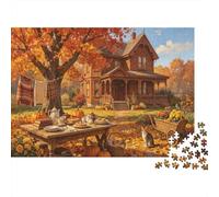 Country Autumn Cottage Jigsaw Puzzle for Adults 1000 Piece Puzzle Game Autumn Garden Relaxation 38x26cm/1000pcs
