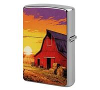 Country Barn Sunset Lighter Case Pouch Double-Sided Metal Lighter Sleeve Scratch & Drop Resistant Lighters Protector Fits Standard Kerosene Lighters Pocket Protective Cover for Camping Party