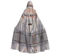 Country Barn Wood Door Adult Hooded Cloak - Costume Cosplay, Wizard Themed Cloak - Perfect for Halloween, Easter & Carnival Parties