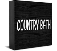 Country Bath Home Office Decor Wooden Box Sign, Decorative Positive Office Desk Accessories Wood Plaque Wood Table Sign For Tv Cabinet Shelf 5 X 5 Inch