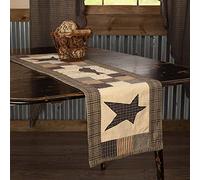 Country Black Primitive Tabletop Kitchen Kettle Grove Crow and Star Cotton Appliqued Nature Print Rectangle 13x48 Runner