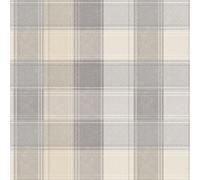 Country Check Arthouse Tartan Plaid Grey Beige Wallpaper Checked Chequered
