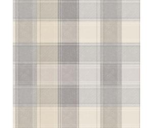 Country Check Arthouse Tartan Plaid Grey Beige Wallpaper Checked Chequered