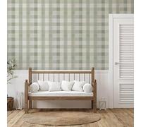 Country Check Sage Green Tablecloth Style Antique Wallpaper