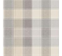 Country Checked Wallpaper Arthouse Grey One Size