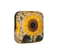 Country Chic Sunflower Printed Sponge Composite Fabric Women's Sanitary Napkin Storage Bag, Portable Pad Clip for Daily Use During Travel.