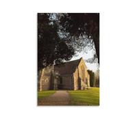 Country Church at Sunset Poster Room Aesthetic Print Art Wall Painting Canvas Modern Bedroom Decor 20x30inch(50x75cm)