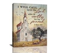 Country Church Wall Art Christian Bible Verse Wall Decor Religious Canvas Prints Framed Modern Inspirational Scriptures Painting Artwork For Church Bathroom Kitchen Dining Room Office 12"x16"