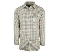 Country Classics Men's Long Sleeve Shirt - Casual Poly Cotton Premium Shirts, Versatile Checked Style Check Chequered - Burghley Cream Red - 2XL