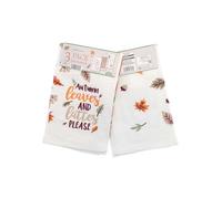 COUNTRY CLUB 100% Cotton Pack of 3 Autumn Leaves Design Velour Kitchen Tea Towels