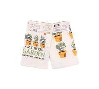 COUNTRY CLUB 100% Cotton Pack of 3 My Herb Garden Design Velour Kitchen Tea Towels