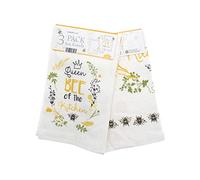 COUNTRY CLUB 100% Cotton Pack of 3 Queen Bee of The Kitchen Design Velour Kitchen Tea Towels