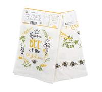 COUNTRY CLUB 100% Cotton Pack of 3 Queen Bee of The Kitchen Design Velour Kitchen Tea Towels