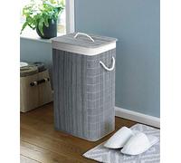 COUNTRY CLUB 124024870 Bamboo Grey Eco-Friendly Hamper Laundry Basket with Lid, 40cmx30cmx60cm