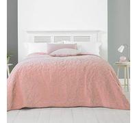 COUNTRY CLUB Alexa Velvet Quilted Bedspread Soft Throw Over Double/King Size Blush 240x260cm